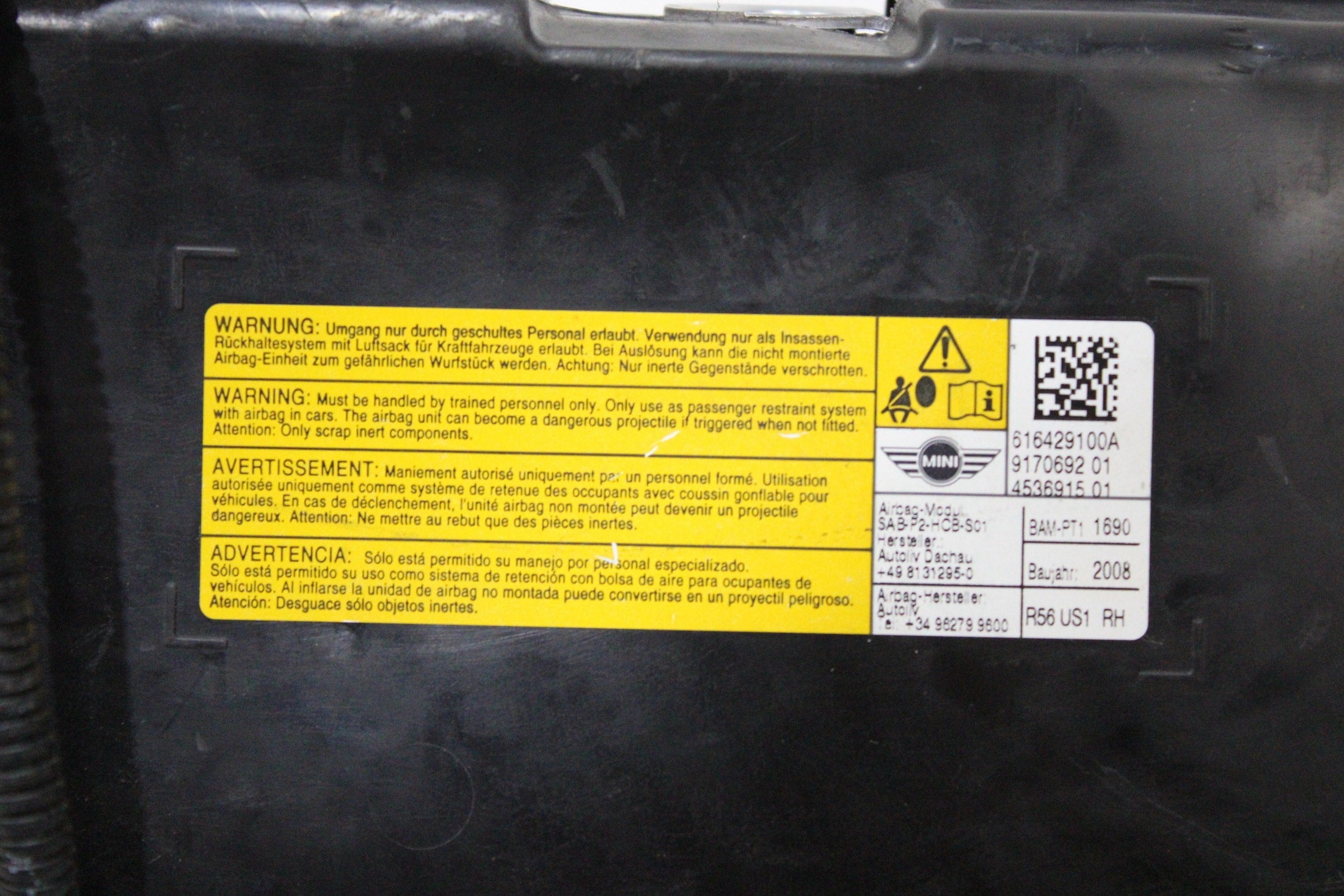OEM Mini Side Airbag – Fits Cooper (2007–2014) – Part 52109170692 - Mini