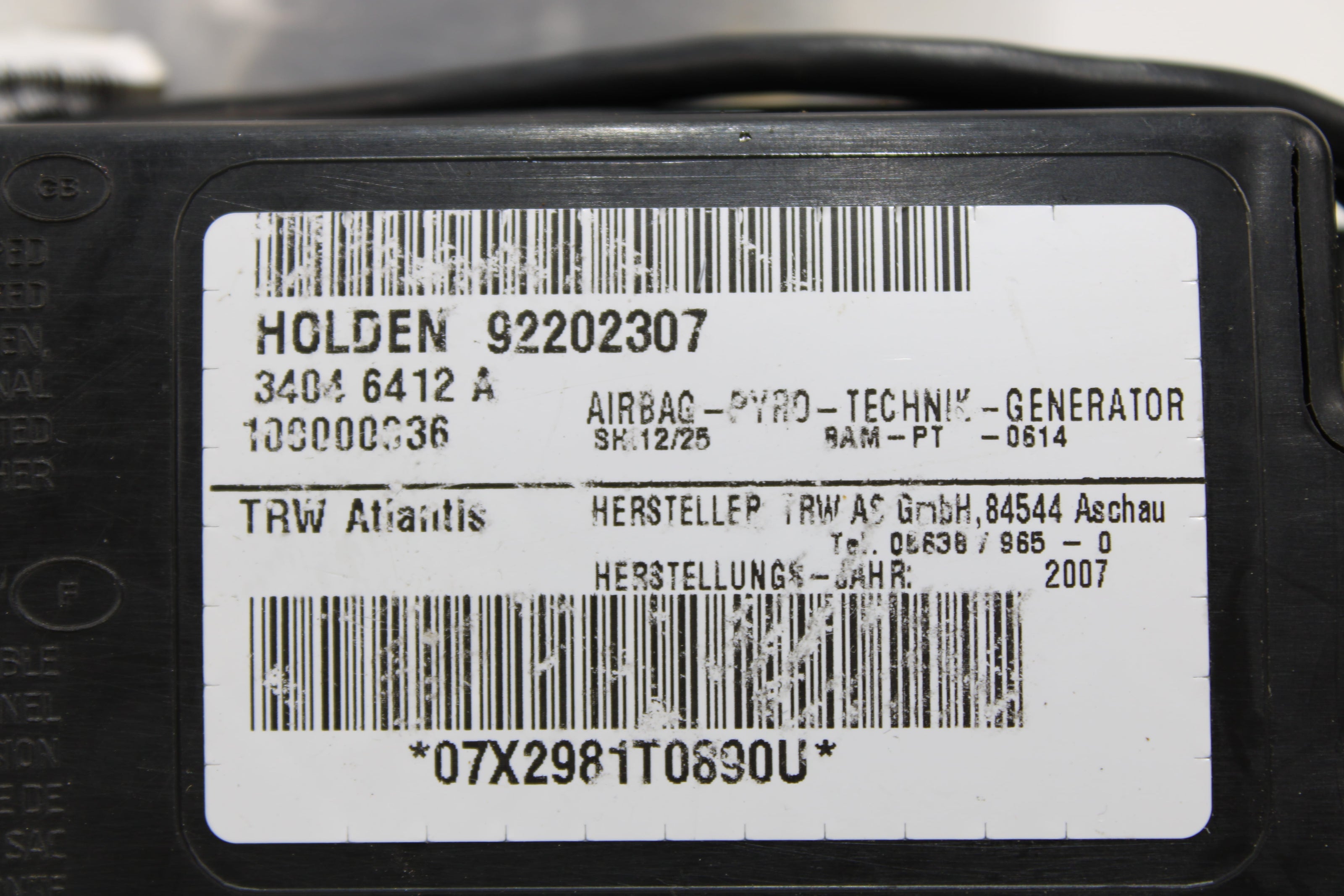 OEM Pontiac Side Airbag – Fits G8 (2008–2009) – Part 92202307 - Pontiac