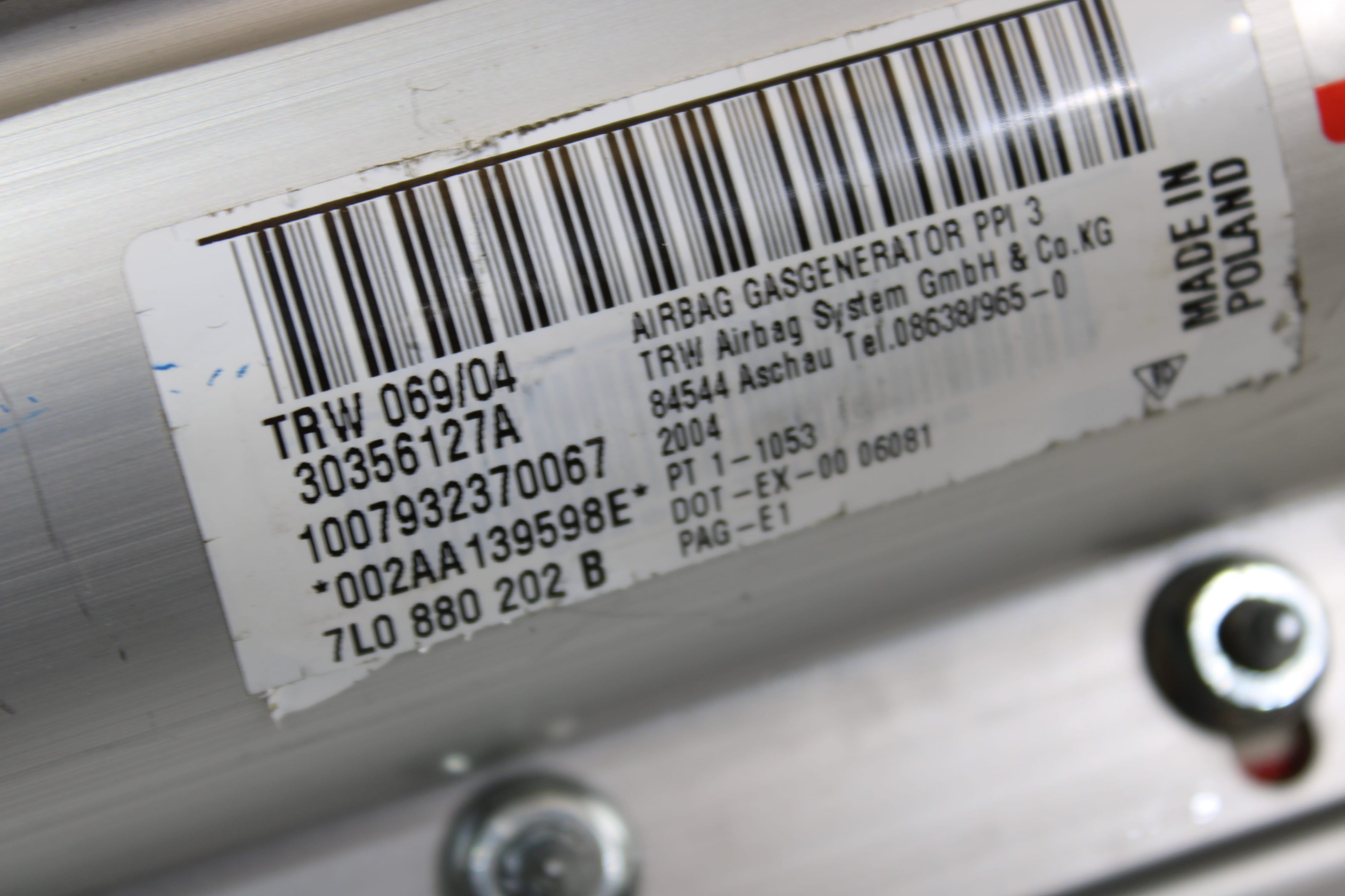 OEM Porsche Dashboard Airbag – Fits Cayenne (2003–2006) – Part 7L0880202B - Porsche