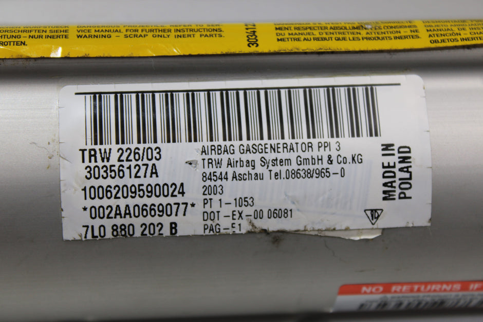 OEM Porsche Dashboard Airbag – Fits Cayenne (2003–2006) – Part 7L0880202B - Porsche