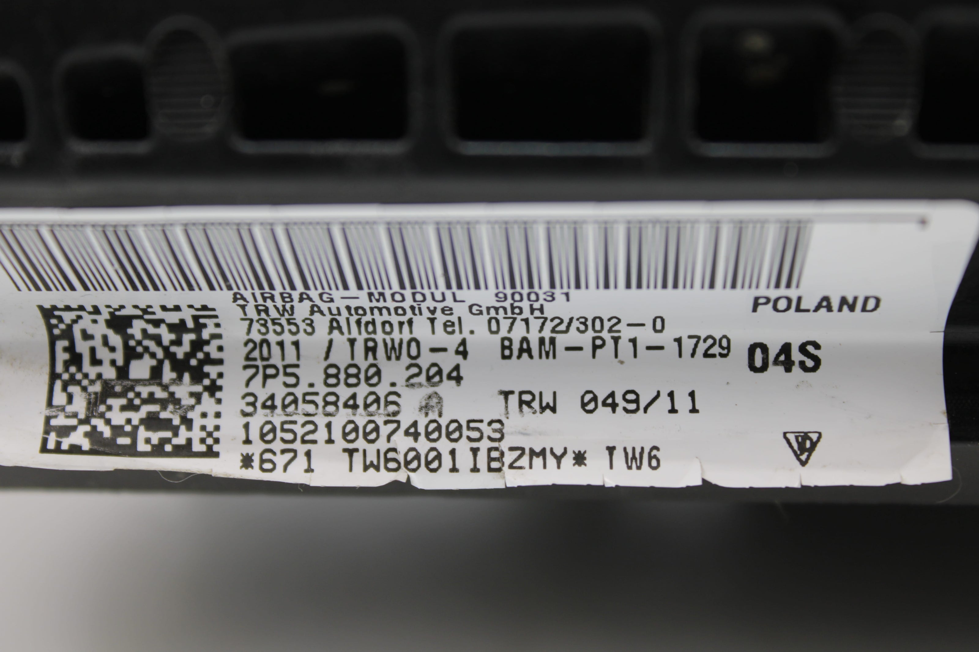 OEM Porsche Dashboard Airbag – Fits Cayenne (2011–2018) – Part 95880307100 - Porsche