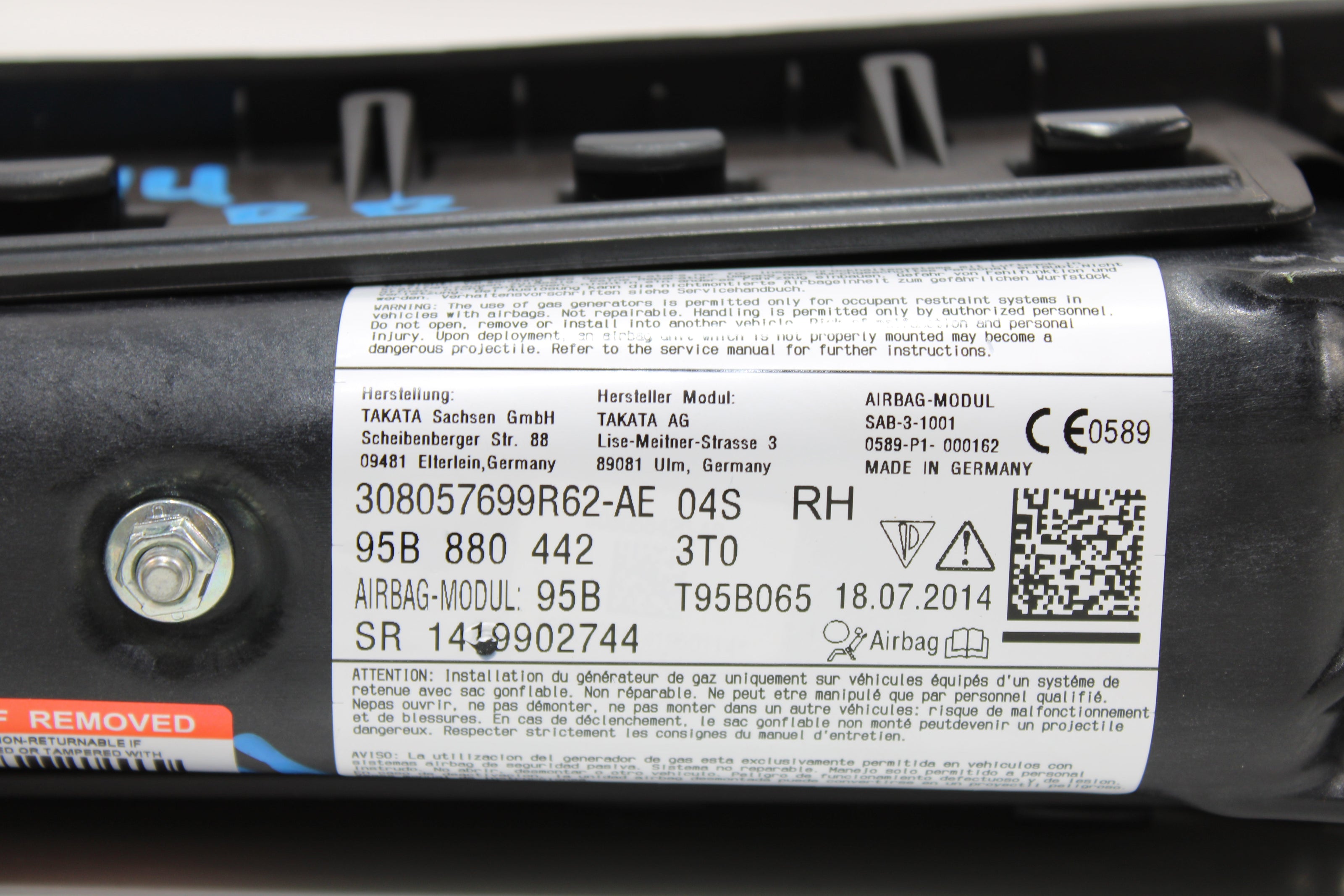 OEM Porsche Side Airbag – Fits Macan (2015–2018) – Part 95B880442 - Porsche