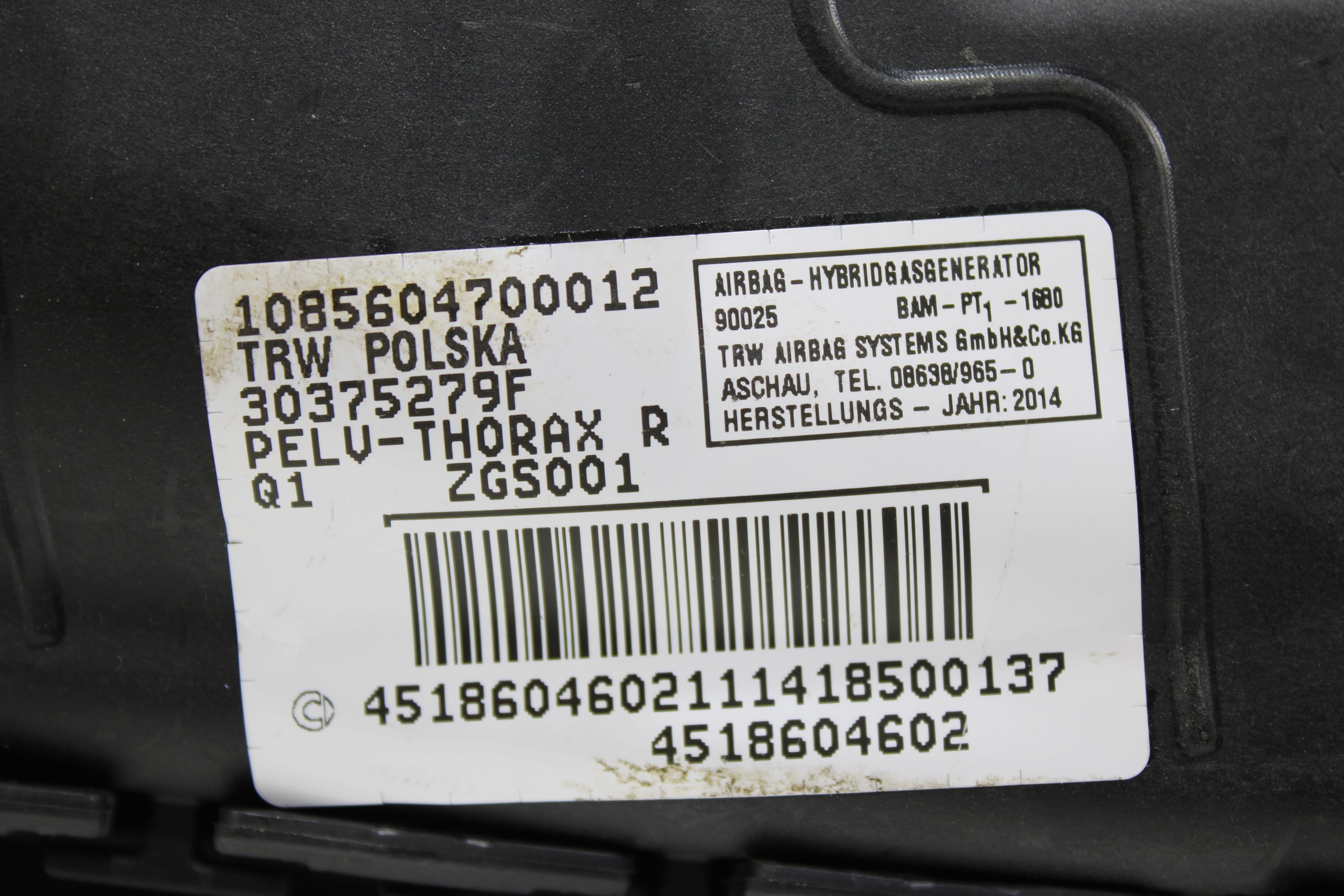 OEM Smart Side Airbag – Fits Fortwo (2008–2016) – Part 4518604602 - Smart