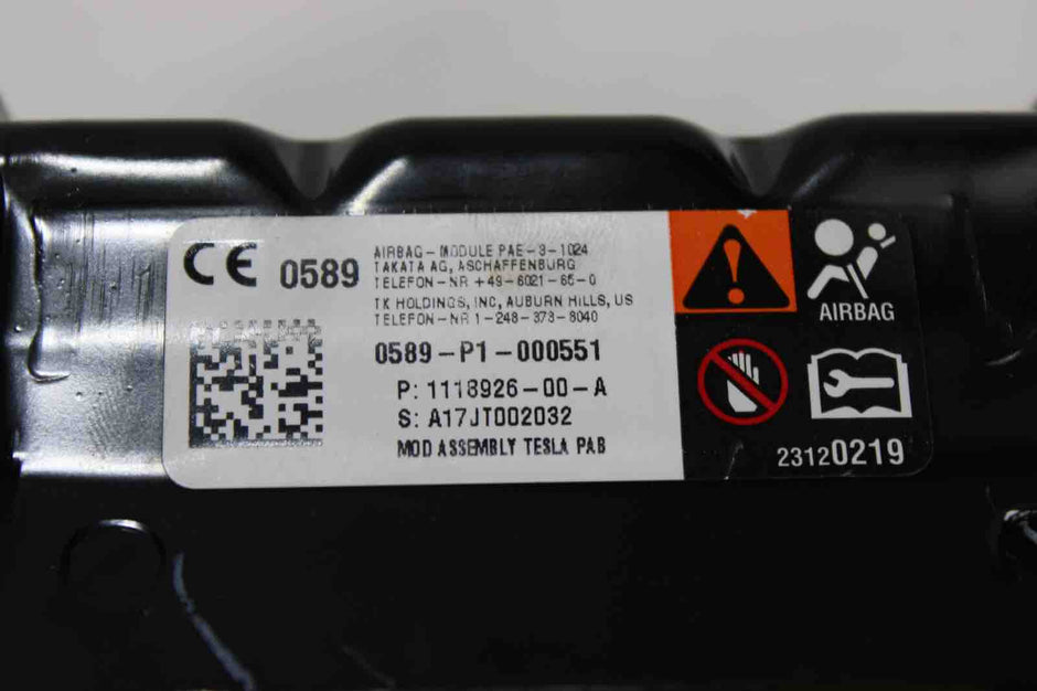OEM Tesla Model S Passenger Airbag (2012–2015) | Part 1118926 - 00 - A - Tesla