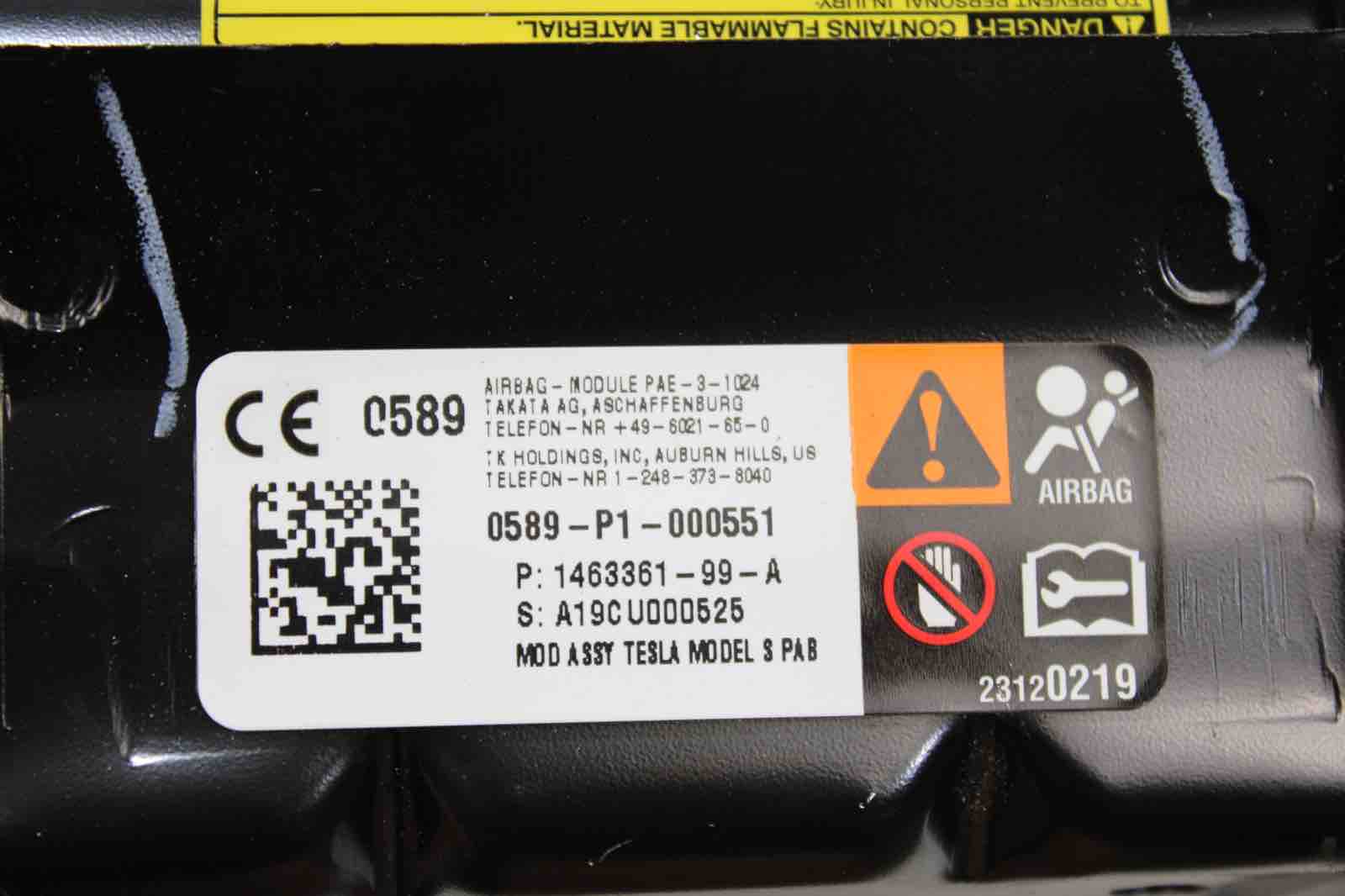 OEM Tesla Model S Passenger Airbag (2012–2020) | Part 1463361 - 99 - A - Tesla