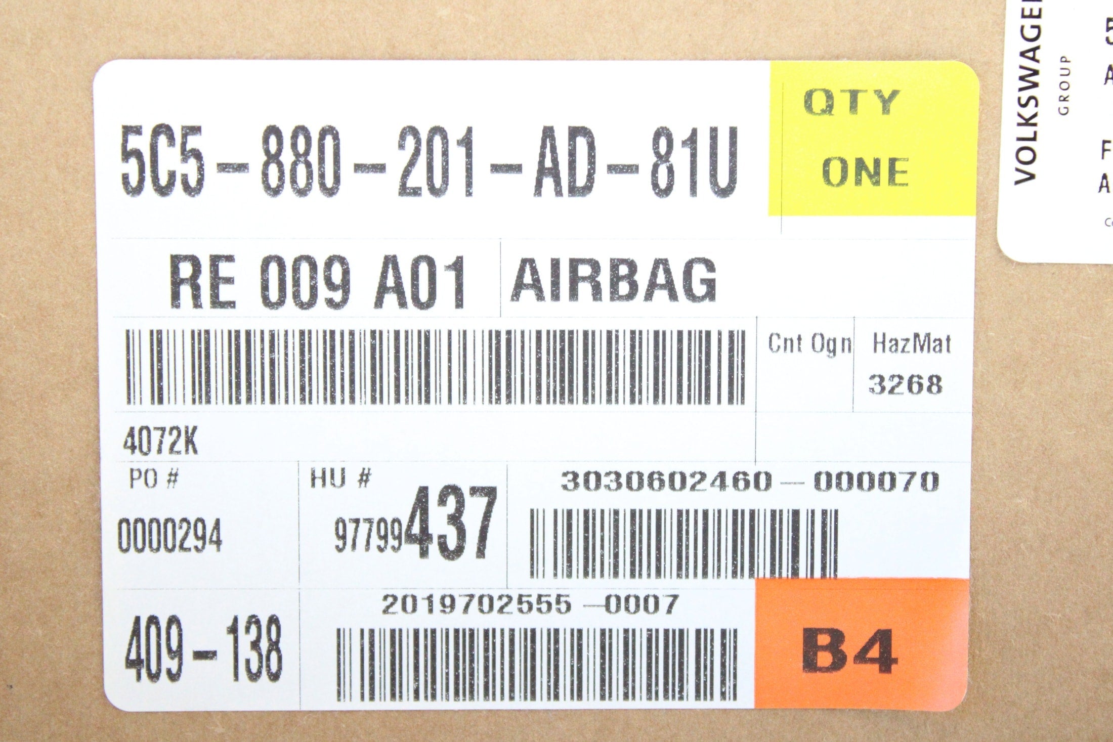 OEM Volkswagen Driver Steering Wheel Airbag – Fits Beetle (2012–2019) – Part #5C5-880-201-AD-81U - Volkswagen