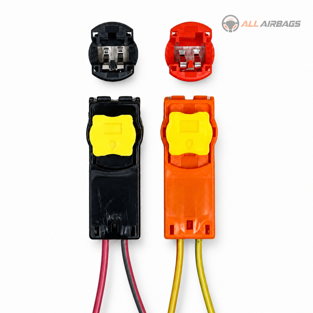 Toyota, Lexus, Subaru and Scion airbag plug connector – black and orange, yellow cap view