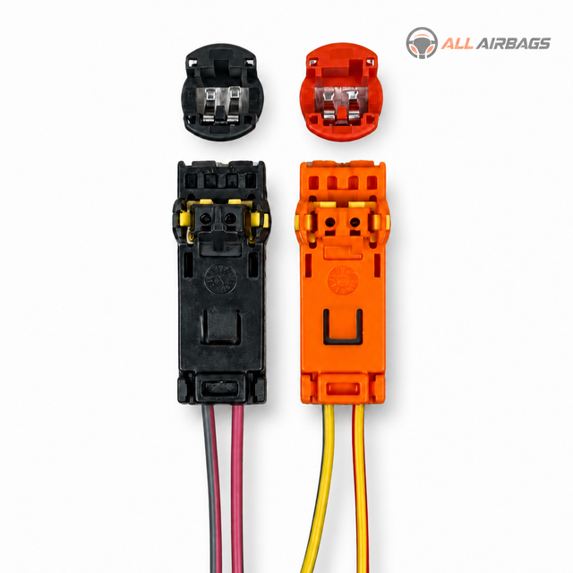 Toyota, Lexus, Subaru and Scion airbag plug connector – black and orange, front view